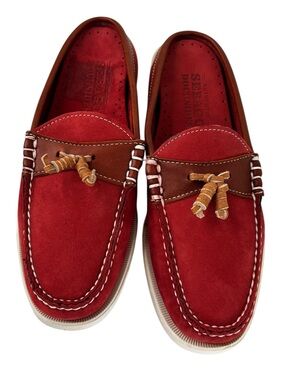 Sebago Docksides Mules Slip On Shoe Womens 7.5 Red Brick Suede Leather Preppy
